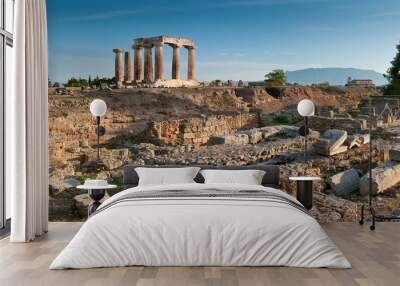 Temple of Apollo amidst the ruins of Ancient Corinth, Greece Wall mural