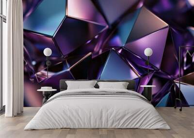 Vibrant, Purple, and Blue 3D Render, with contemporary luxury wallpaper. Wall mural