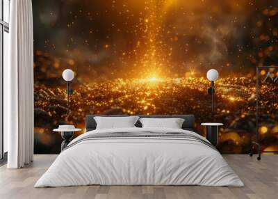 A gold glow star with a transparent sun-ray effect. Wall mural