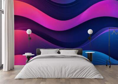 A trendy futuristic wallpaper with a subtle gradient and wavy lines Wall mural