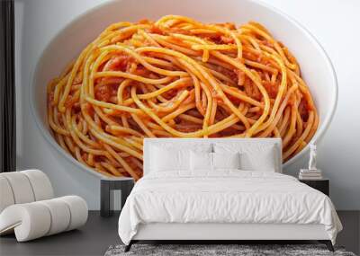 A white bowl of Japanese noodles is isolated on a white background Wall mural