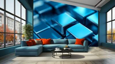 Abstract wallpaper with geometric forms in 3D. Wall mural