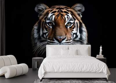 An angry Sumatran tiger (Panthera tigris sumatrae), a beautiful creature Wall mural