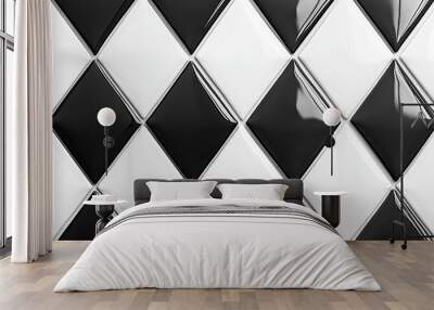 An architecture of black and white classic tiles. Wall mural