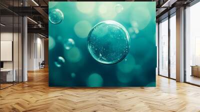 An asymmetrical pattern of tiny bubbles in cool tones of blue and green gives the cellula a modern and artistic touch Wall mural