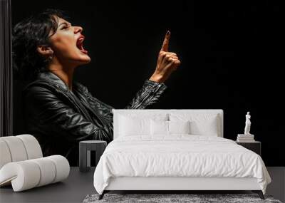 Angry woman screaming, pointing and yelling. Anger, rage concept. Wall mural