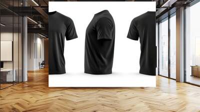 Black front and back blank T-shirt mock up on white. Wall mural