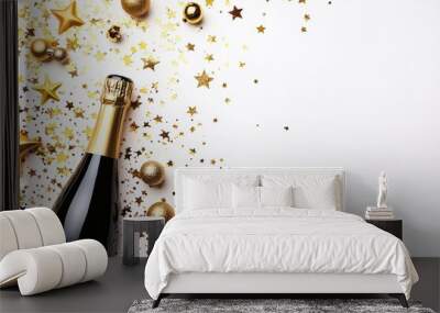 Champagne, stars, and decorative elements make this arrangement festive. Wall mural