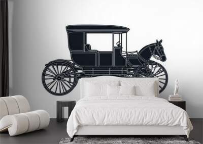 Classic horse-drawn carriage silhouette evoking nostalgia and simpler times. Wall mural