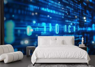 conveying scientific technology data binary code transmissions. Wall mural