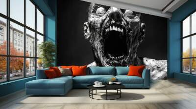 Creepy undead creature in the dark. An atmosphere of horror. Wall mural