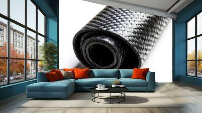 Detailed view of a carbon fiber sheet highlighting its unique texture and modern design. Wall mural