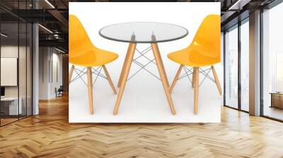 Furniture set featuring two sleek chairs and a cutout table Wall mural