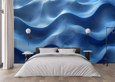 Gradient background in dark blue, wave pattern with noise texture in blurry colors; banner size in wide format Wall mural