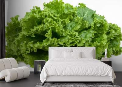 Isolated green salad leaves on a white background Wall mural