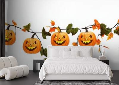 On a transparent background, pumpkin wreaths are displayed Wall mural