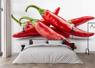 Red chili pepper on a white background, isolated and eye-catching. Wall mural