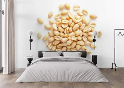 Roasted peeled peanuts isolated on a dark background, pile of high-protein, high-nutrition nuts. Wall mural