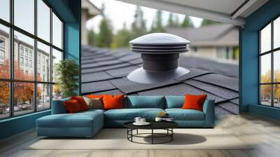 Roof with shingles and passive attic ventilation Wall mural