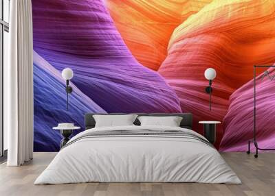 The design depicts a natural, undulating surface with pink and turquoise tones. Wall mural