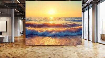 This tourism wallpaper features a stunning sunset beach and a serene seascape. Wall mural