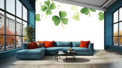 Water droplets and a bokeh background decorate this Irish shamrock greeting card. Wall mural