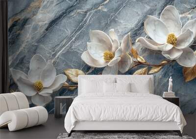 White flowers on a white background are part of our white flower collection Wall mural