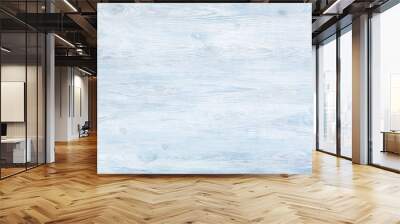 Blue painted wooden planks background texture. Wall mural