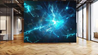 abstract wallpaper fire and lightning storm explosions fractal styled, digital art, generative ai Wall mural