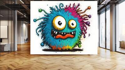 doodle styled cute and adorable monster drawn, colourful maskot, generative ai Wall mural