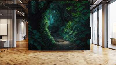 Fairy Tale Path in Lush Amazonian Forest, generative ai Wall mural