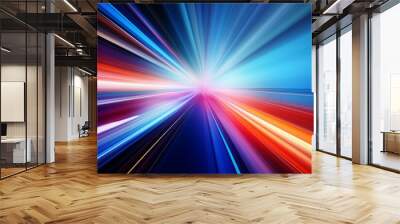 Rhythmic dance of colorful lines and light waves, in the style of speed and motion, Generative AI Wall mural