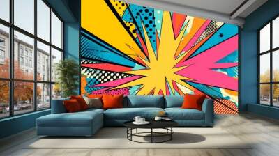 Vibrant and Playful Abstract Pop Art Background for Creative Projects, Generative AI Wall mural