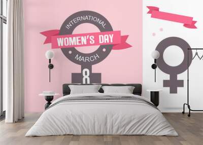 International women's day poster. Woman sign. Origami design template. Happy Mother's Day. Wall mural