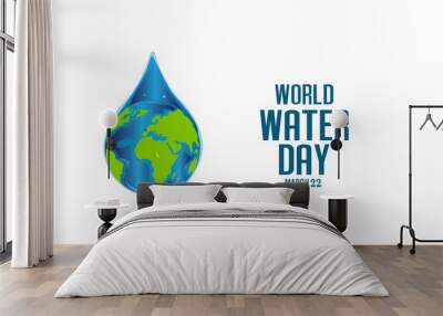 World water day concept. paper art style. Vector illustration - Vector Wall mural