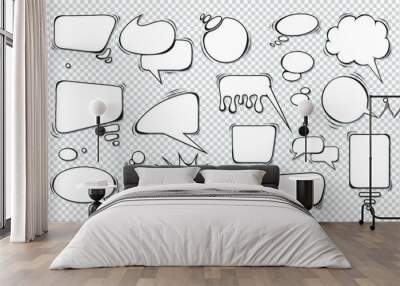 Comic speech bubbles. Set of speech bubbles. Empty Dialog Clouds. Illustration for Comics Book, Social Media Banners, Promotional Material. Blank empty speech bubbles for infographics. Vector graphics Wall mural