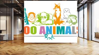 ZOO. Concept with zoo animals. Wall mural