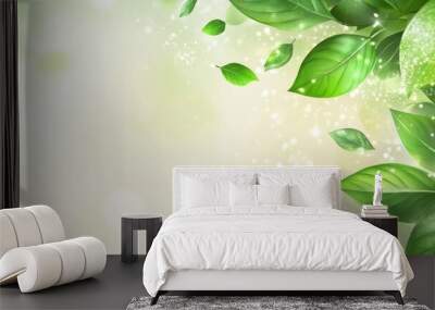 A copy space image with summer green hues and abstract blurred texture provides a fresh backdrop Wall mural