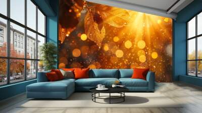 An autumn background with sunlight, a sun background with sunlight Wall mural