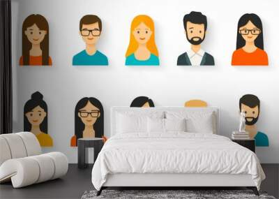 An avatar icon collection with colorful flat designs Wall mural