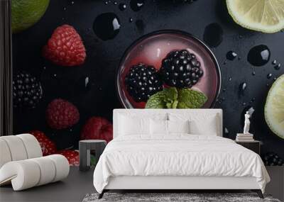 Blackberries and lemon make this summer drink a berry and citrus fruit treat. Wall mural