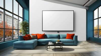 Blank digital ceiling mounted display screen template with 3D render. Wall mural