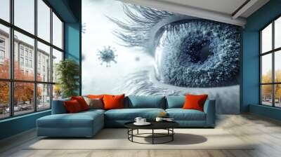 Continuum spreading through a human eyeball, illustration of eye cancer, eye disease, 3D model Wall mural