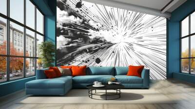 Enjoy the dynamic energy of manga and anime style comic speed lines featuring an alpha channel. Three distinct concentration lines provide a unique experience. Wall mural