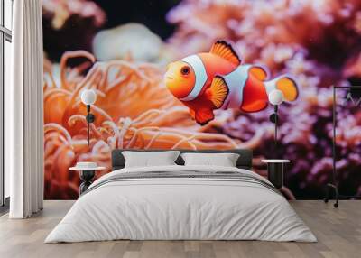 Featuring a clownfish and anemone in a coral reef, this underwater scene is vibrant and colorful. Wall mural