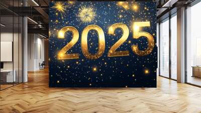 Featuring an elegant design for New Year 2025, we wish you a happy new year Wall mural