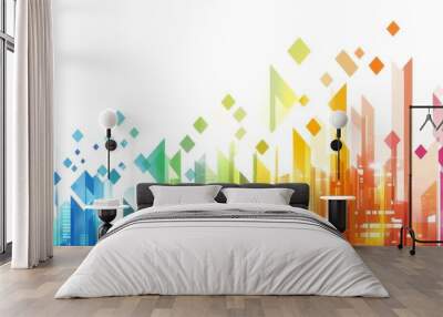 Geometric patterns and abstract city skyline Wall mural