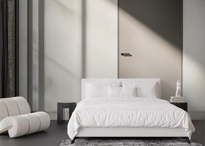 High-resolution stock photo of a single grey door isolated on white Wall mural