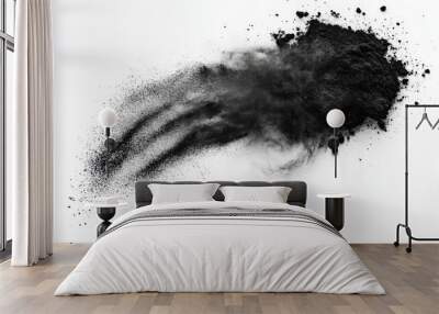 In this abstract black splash, paint, brush strokes, stain grunge is isolated on a Japanese style background Wall mural