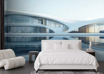 Modern Futuristic House - Curved Design, Glass Windows, Minimalist Architecture Wall mural